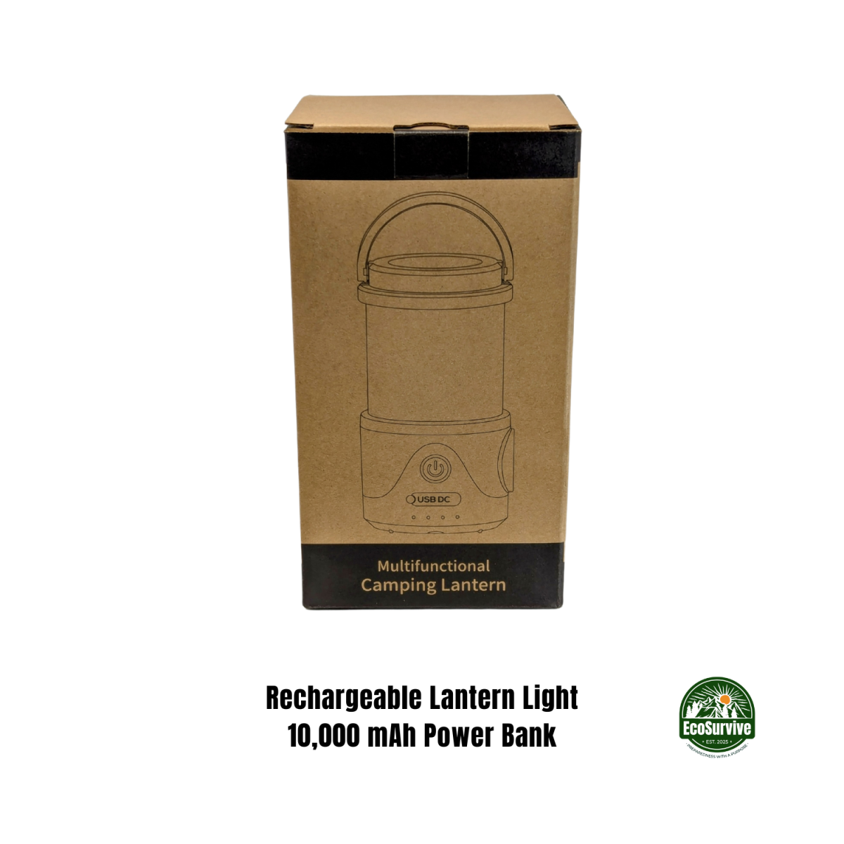 Rechargeable LED lantern light with 10,000 mAh power bank and USB output