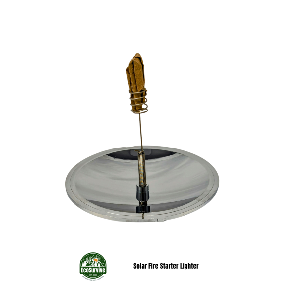 Solar fire starter lighter focused on igniting paper, or other combustables, using sunlight
