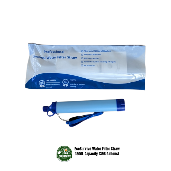 EcoSurvive water filter straw for emergency and outdoor water purification
